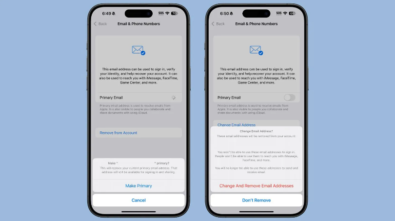 道真苹果手机维修分享苹果 iOS 18.1 支持设置“主要”邮箱地址并更改 iCloud 邮箱 