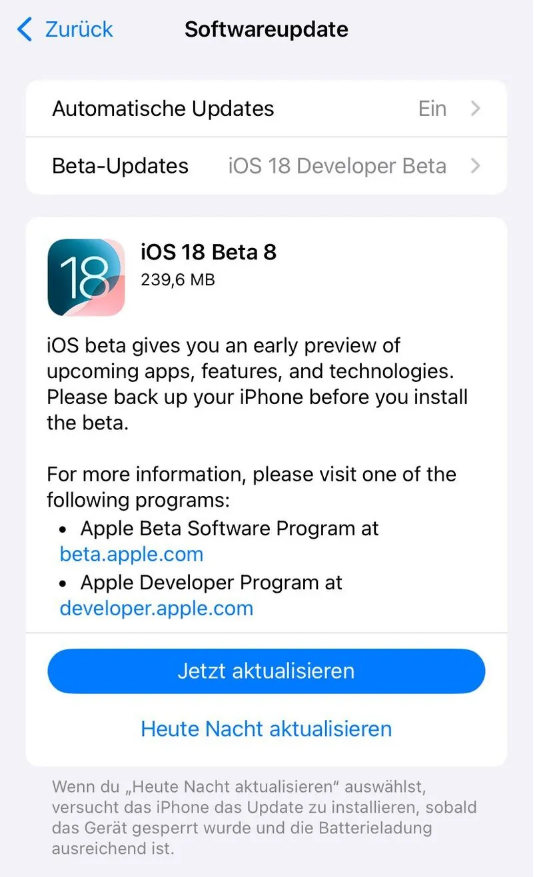 道真苹果手机维修分享苹果 iOS / iPadOS 18 开发者预览版 Beta 8 发布 
