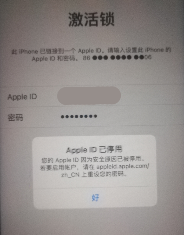 道真苹果手机维修分享iPhone 12 出现提示“Apple ID 已停用”怎么办 